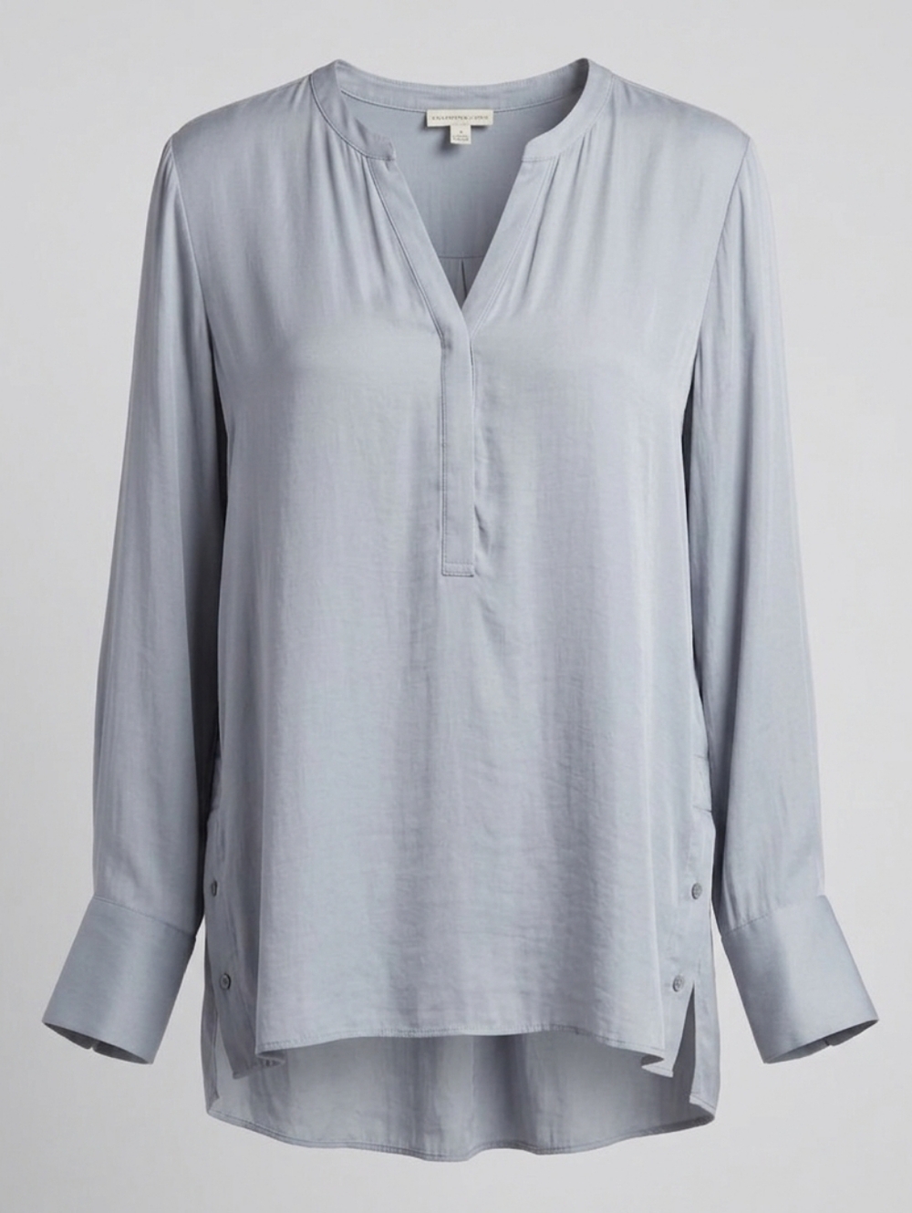 Adrienne Vittadini Blue V-Neck Long Sleeve Blouse - Size Large